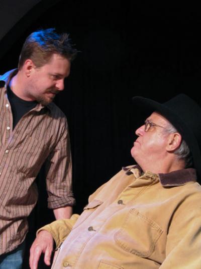 Peter Kreitner as Atticus and Steve Tosterud as Scott, in VAA’s production of Atticus. Photo by Charlotte Tiencken