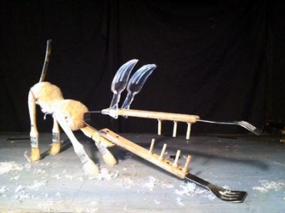 Coyote (a combination of bar-b-queue tongs, paint brushes and salad forks) 
