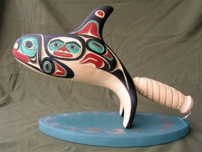Tlingit Killer Whale rattle, carved yellow cedar,  © 2012 Odin Lonning.